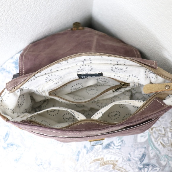 🆕Myra Bag Canvas Messenger Bag Cowhide Purse - Picture 7 of 8